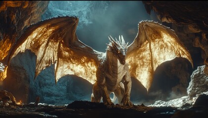 Dragon Awakes From Slumber in the Depths of a Dark Cave