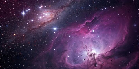 Stellar nursery amidst vibrant purple nebula, nebula, celestial, astral