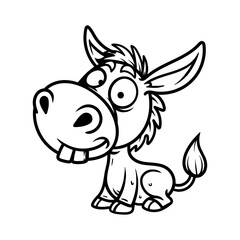 funny dummy cartoon logo of donkey drawing coloring line art style sketch classic vintage design illustration