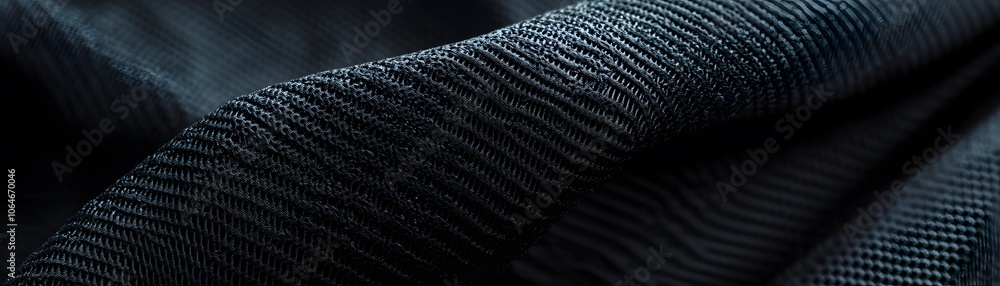 Poster close-up of a black textured fabric with a mesh pattern