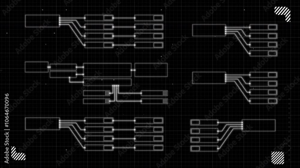 Poster universal technology line and frame video overlay futuristic hud head up display interface template 
