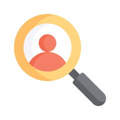 Magnifying glass with a person, symbolizing recruitment and talent search