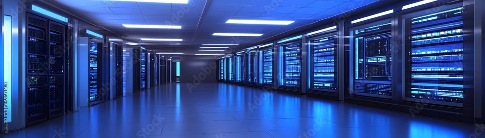 Aufkleber rows of server racks in a modern data center