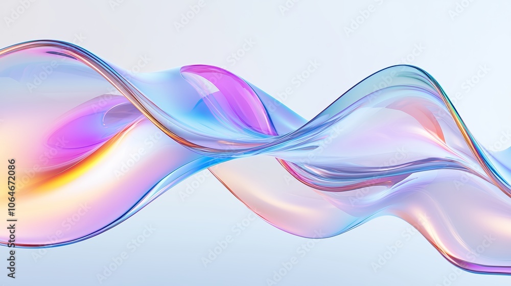 Poster abstract flowing waves of vibrant colors against a soft background creating a serene and modern digi