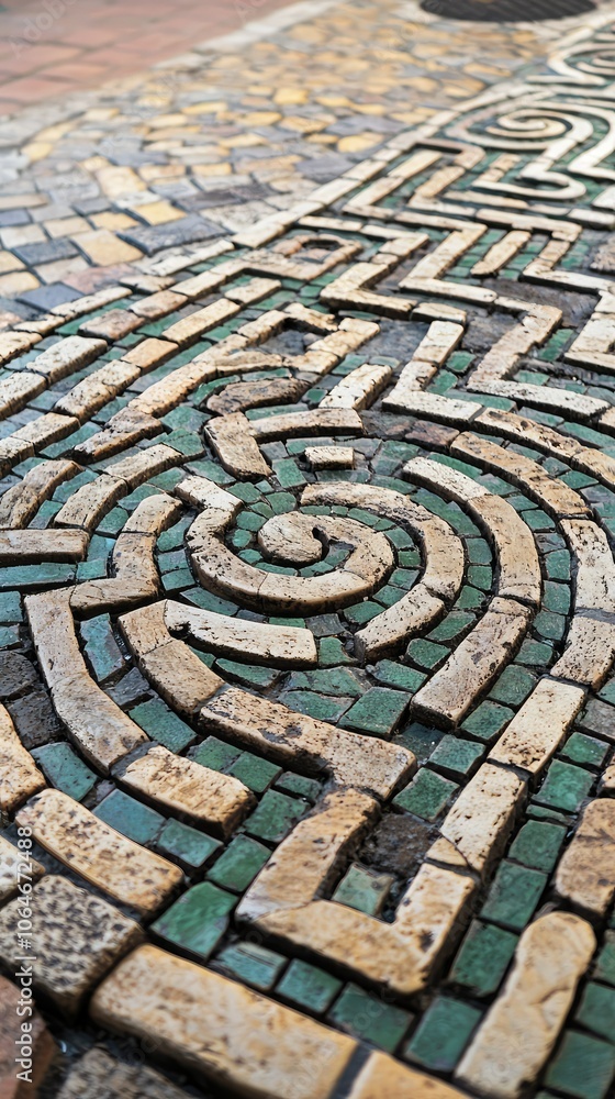 Poster intricate tile patterns in close-up view