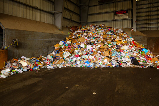 Garbage pile in a transfer station.