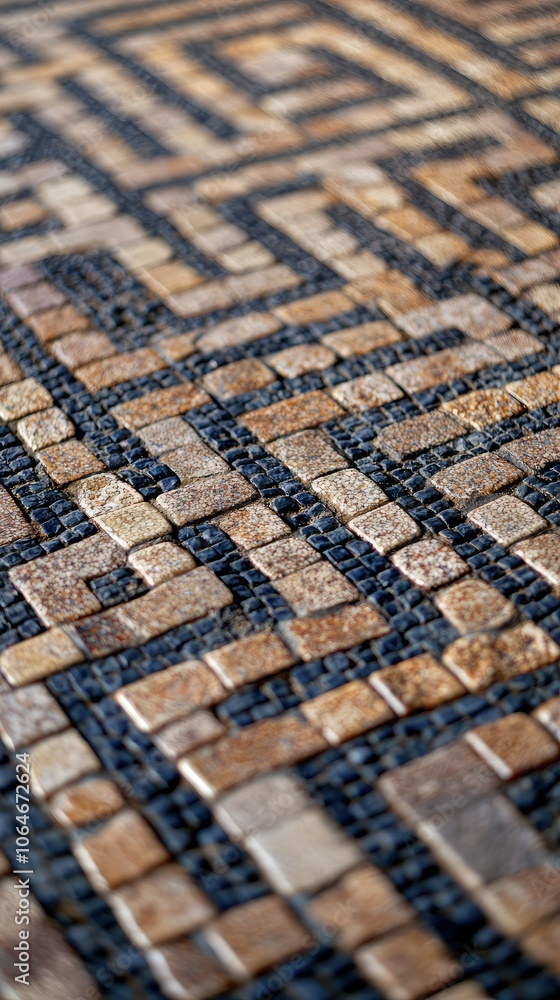 Poster intricate mosaic patterns forming a maze