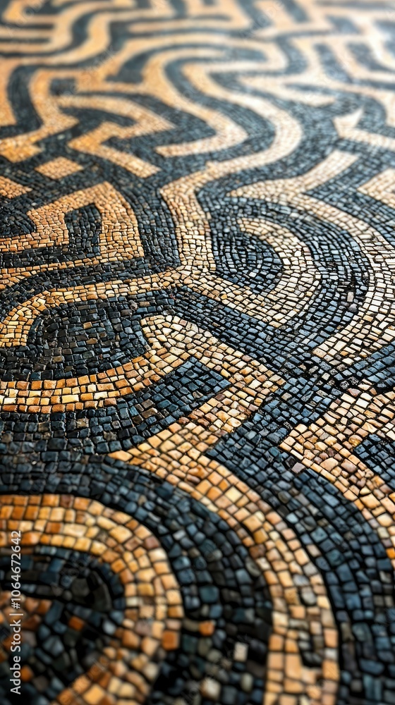 Poster intricate maze mosaic patterns close up