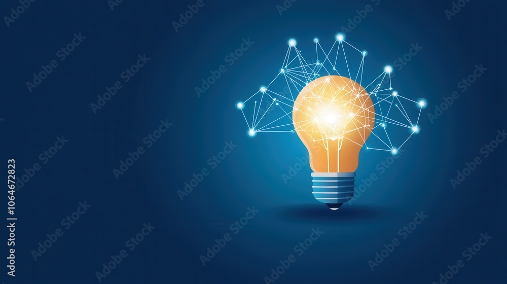 Poster glowing light bulb with connected lines representing an innovative idea concept for creativity and c
