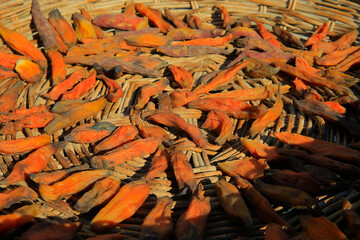 Dried sweet potatoes, taken up close
