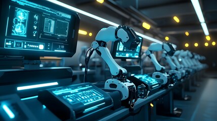 Fototapeta premium Autonomous Robot Evolution Laboratory Designing the Ultimate Adaptable Machine through Cutting Edge and 3D Printing