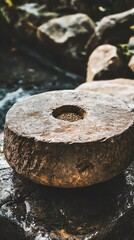 Close-Up of Ancient Grinding Stone from Stone Age