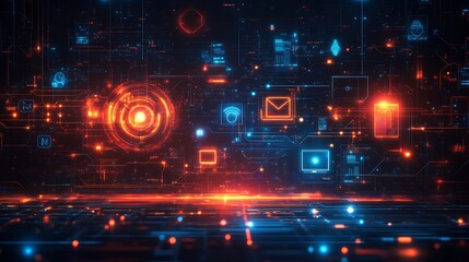 Obraz premium Engaging digital poster showing cybersecurity best practices icons for strong passwords secure browsing and phishing prevention