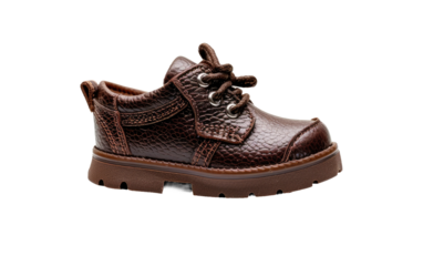 Side Angle of an Individual Baby Leather Shoe isolated on transparent Background