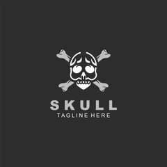 Skull skeleton logo Design vintage Template Idea on black background