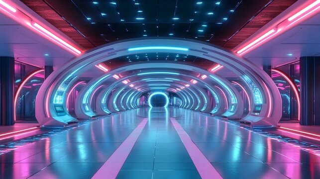 Futuristic Quantum Neural Network Training Facility with Sleek Neon Lit Architecture and Parallel Universe Simulations