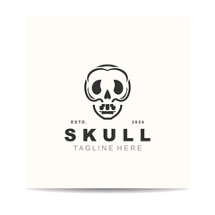 Skull skeleton logo vintage template idea on white background