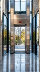 Modern Elevator with Scenic View in Bright Space