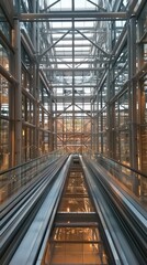 Naklejka premium Stunning View from High Rise Elevator Shaft