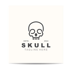 Skull skeleton logo vintage template idea on white background