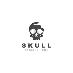 Skull skeleton logo vintage template idea on white background