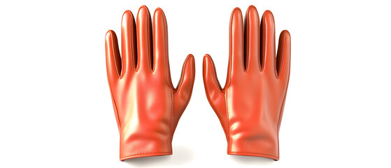 Obraz premium Pair of Orange Leather Gloves Isolated on White Background