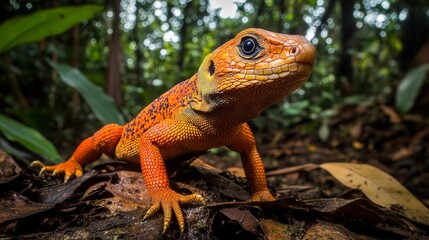 Obraz premium A close-up photo of a rare lizard found only in Sabah, Borneo.