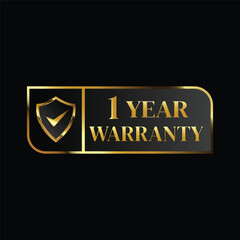 1 year warranty golden shield,golden  banner vector