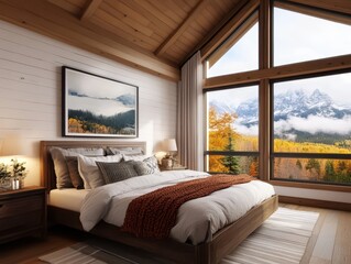 Cozy plush cabin interior adorned with warm textures for a welcoming and inviting atmosphere.