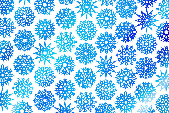 Blaue Weihnachtssterne vor weissem Hintergrund