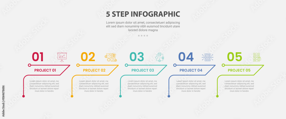 Aufkleber 5 points template infographic outline style with 5 point step template with creative table content w