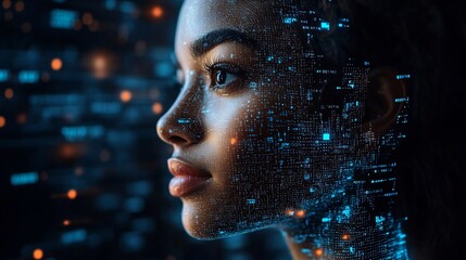 Digital face scanner verifying identity biometric data overlays confirming secure access with cuttingedge authentication technology