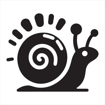 recommend clip art: Graphic illustration of a snail silhouette on a white background