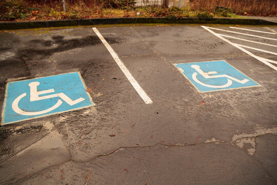 High angle close up of a parking space for wheelchair users
