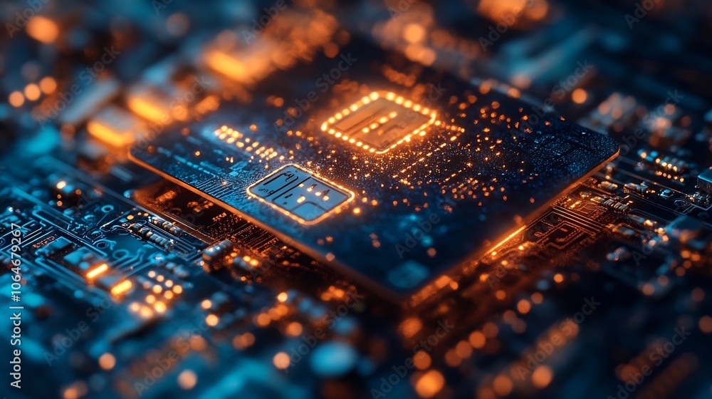 Poster digital credit card glowing encryption symbols representing cybersecurity in online transactions and