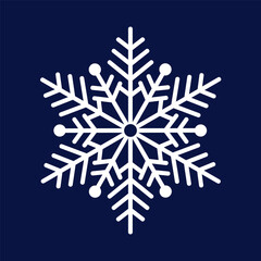 Elegant Snowflake Vector on Dark Blue Background