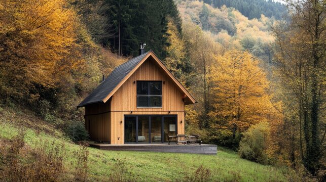 A cozy wooden cabin nestled in the Wettertein Mountains of Bavaria.