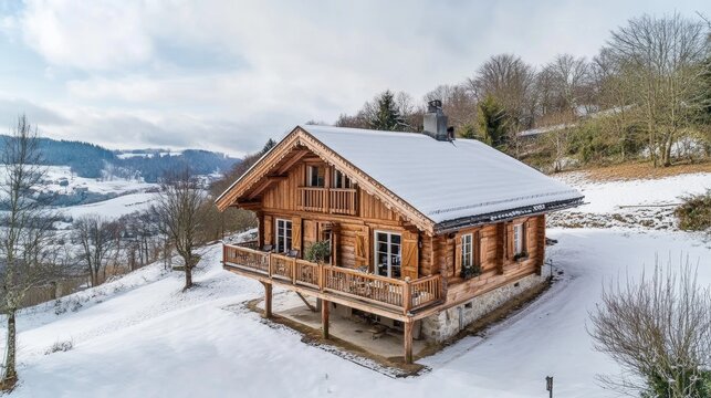 A cozy wooden cabin nestled in the Wettertein Mountains of Bavaria.
