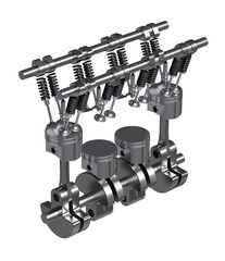 내연기관 엔진 블럭, 피스톤과 크랭크샤프트 Engine Block, Pistons and Crankshaft of Internal Combustion Engine