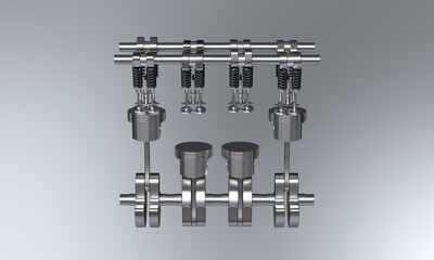 내연기관 엔진 블럭, 피스톤과 크랭크샤프트 Engine Block, Pistons and Crankshaft of Internal Combustion Engine