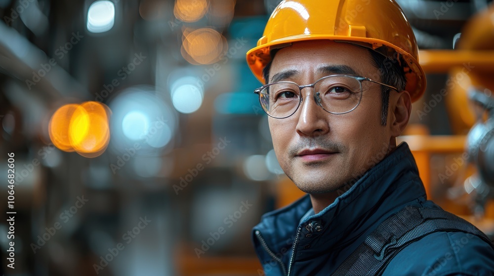 Aufkleber chinese engineer guides team through complex construction project with precision