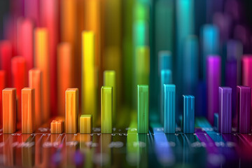 Obraz premium Colorful bar charts for stock market investment, bright colorful banking charts