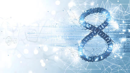 Futuristic digital infinity symbol in blue tones