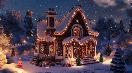 Christmas Cottage in a Winter Wonderland