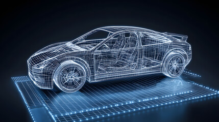 Naklejka premium Futuristic electric car wireframe design