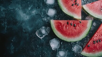 Refreshing Watermelon Slices on Chilled Surface