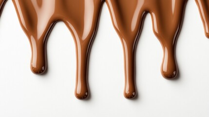 Obraz premium Melted chocolate dripping on white background