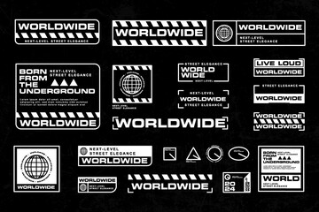 Futuristic streetwear cyberpunk interface element technology graphic vector design template	