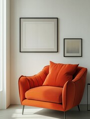 Modern Living Room with Red Armchair and Artwork