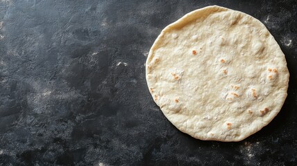 Raw Pizza Dough on Dark Surface